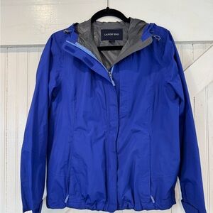 Lands’ End Blue Waterproof Hooded Rain Jacket Small 6–8 Lightweight Spring Coat